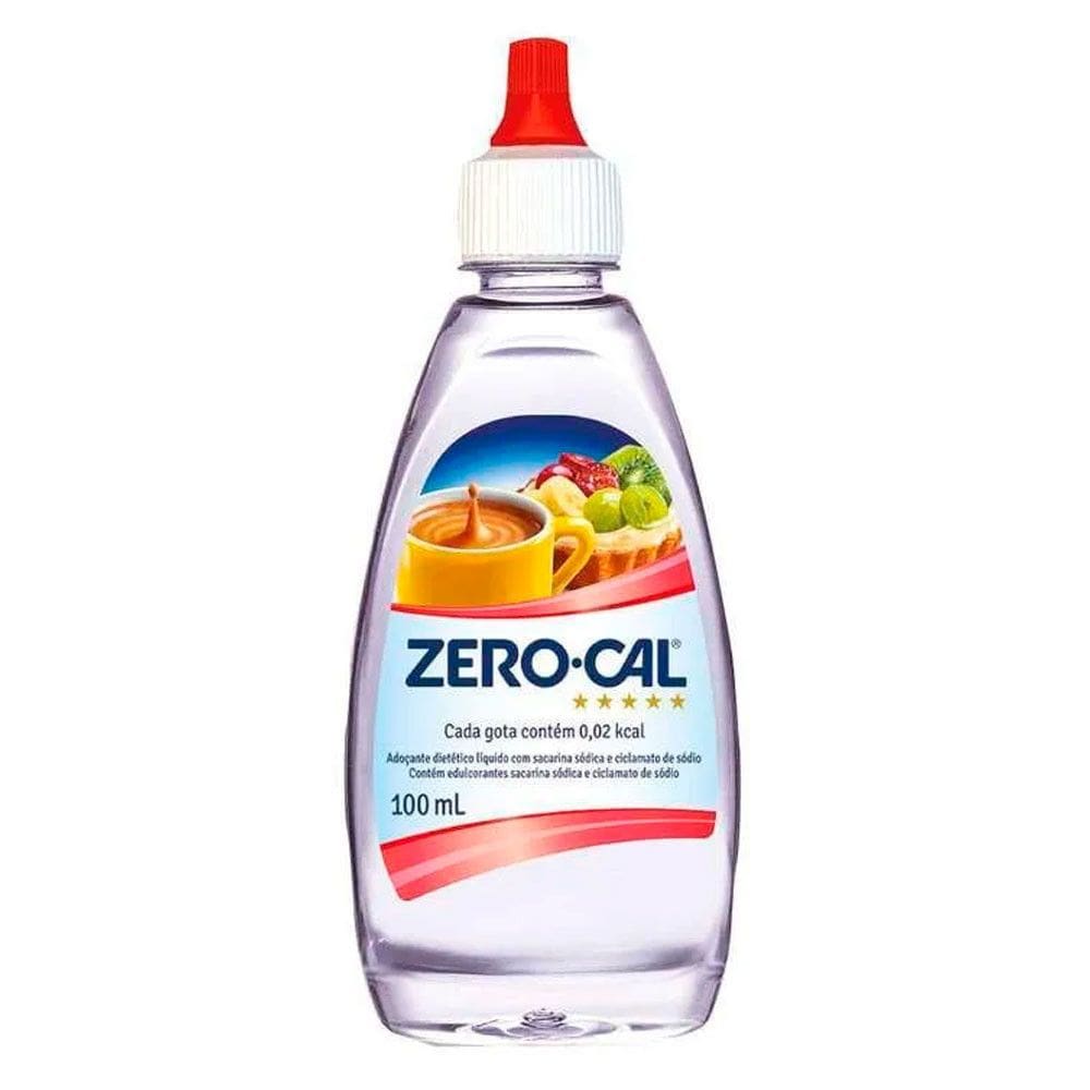 Kit com 3 Adoçante Liquido Sacarina 100ml Zerocal