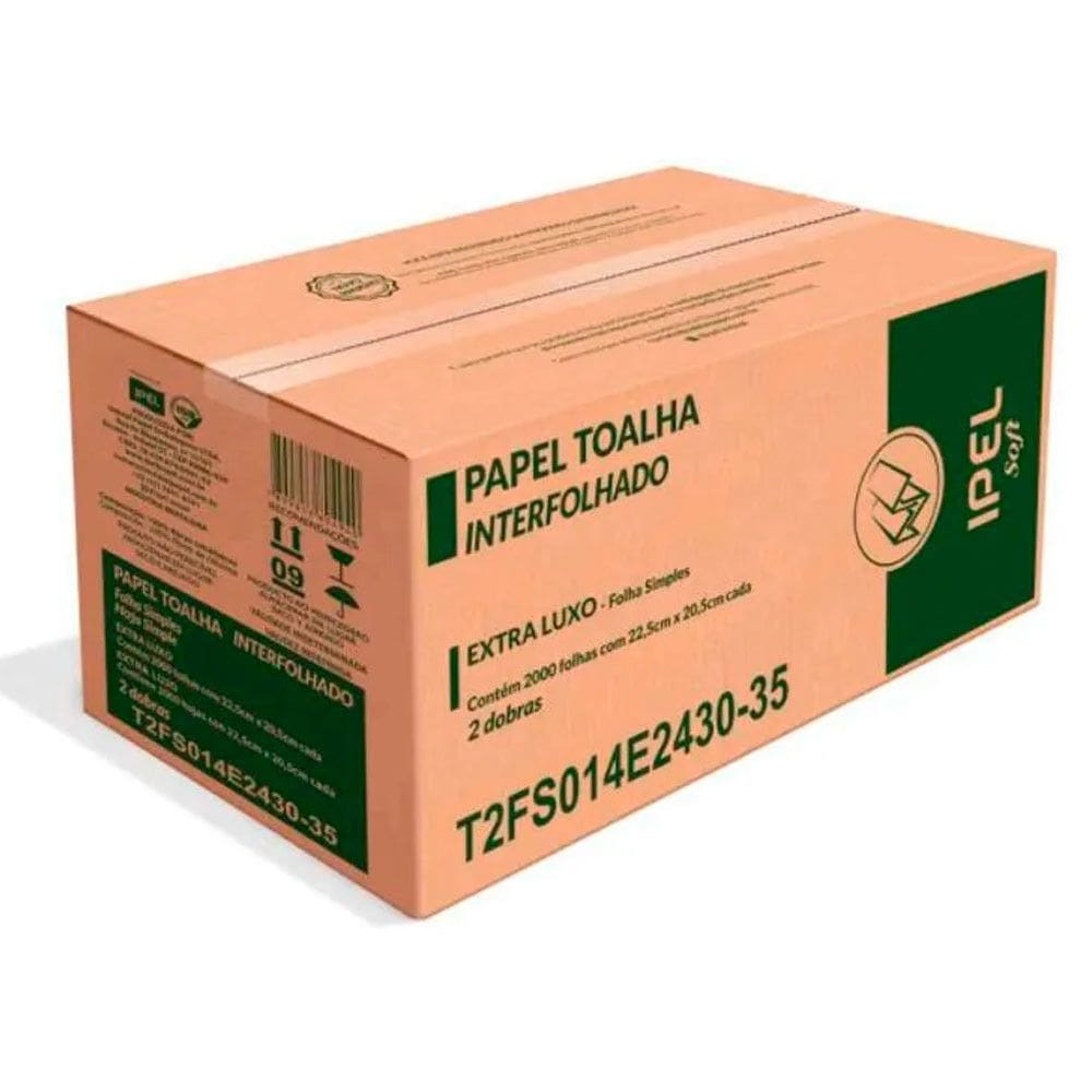 Kit Papel Toalha Interfolha Soft 2 Dobras 22,5x20,5 c/2000 2un Ipel