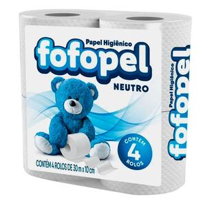 Kit Papel Higiênico Folha Simples Neutro 3un 30m com 4 Rolos Fofopel