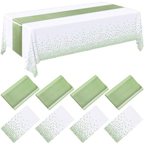 Conjunto de toalhas de mesa Breling, pacote com 8 unidades de plástico branco/verde sálvia