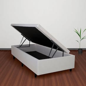 Base Box com Baú Solteiro 88x188x42 cm Courino Linho Areia