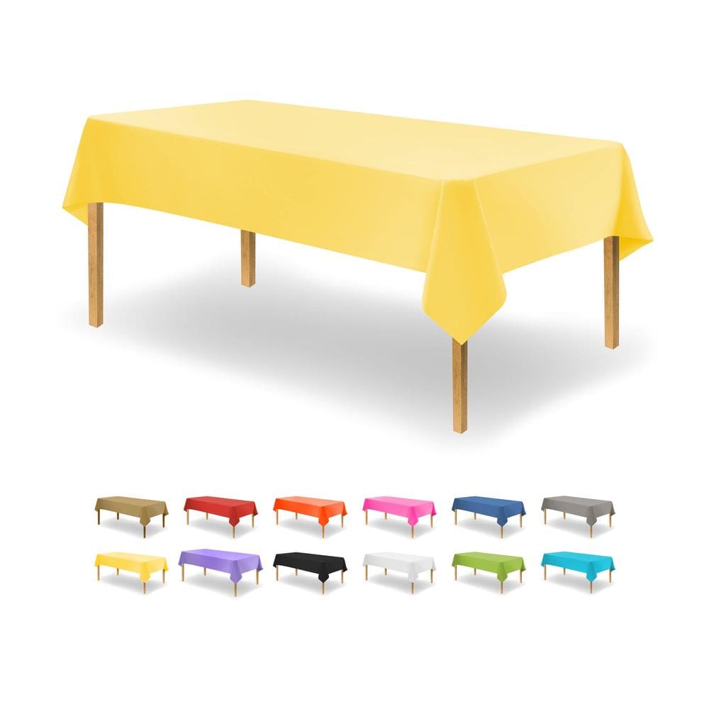 Toalha de mesa de plástico, dimensões de festa, pacote com 12, amarela, 137x274cm
