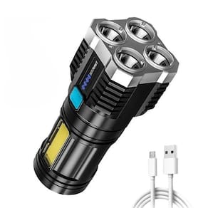 Lanterna Led 4 Núcleos Alto Brilho Longo Alcance Ultra Iluminação Carregamento Usb