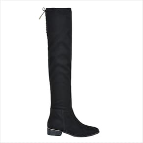 Bota Via Marte Over The Knee de Salto Baixo Preto
