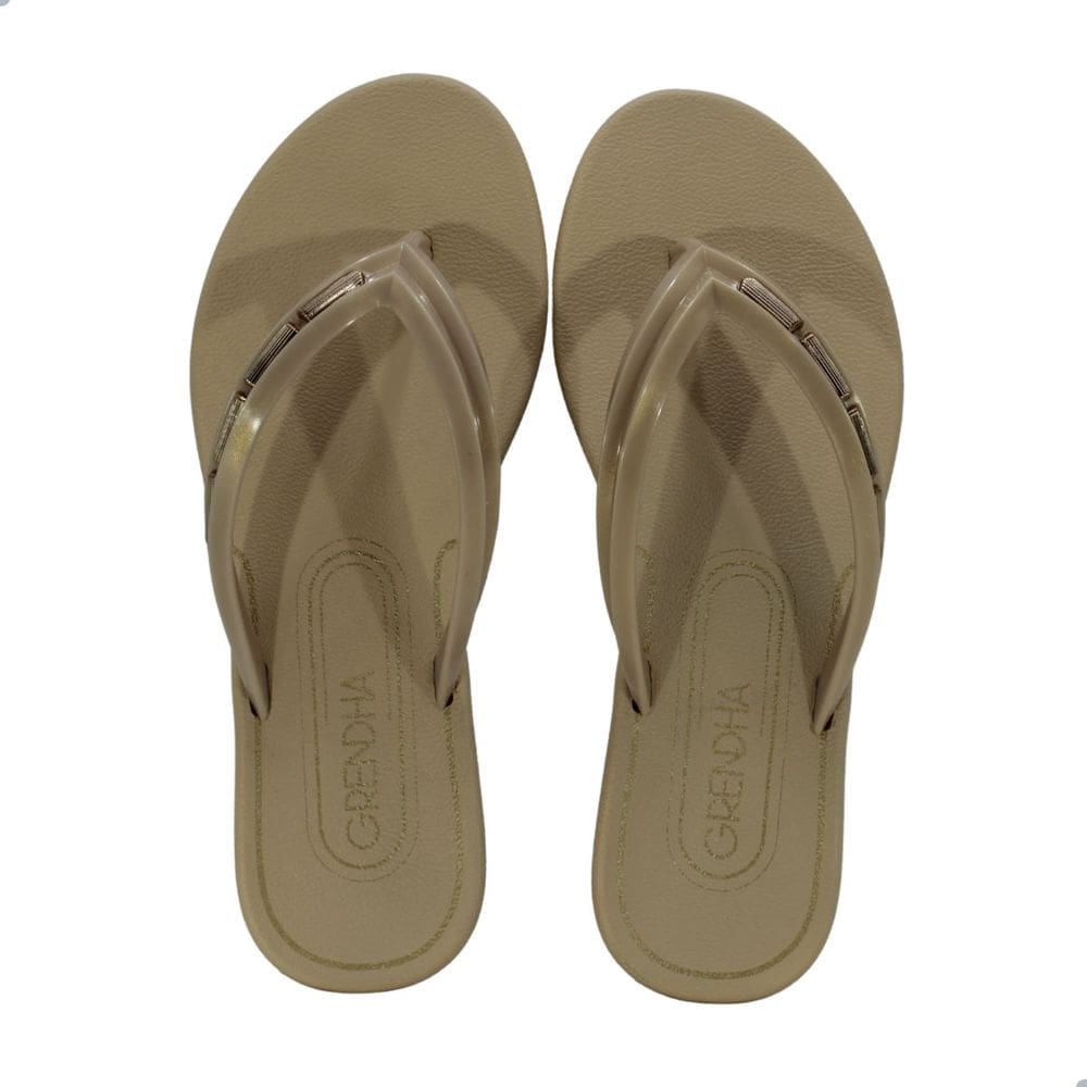 Tamanco Feminino Rasteira Grendha Fascinio Bege Claro Perolado