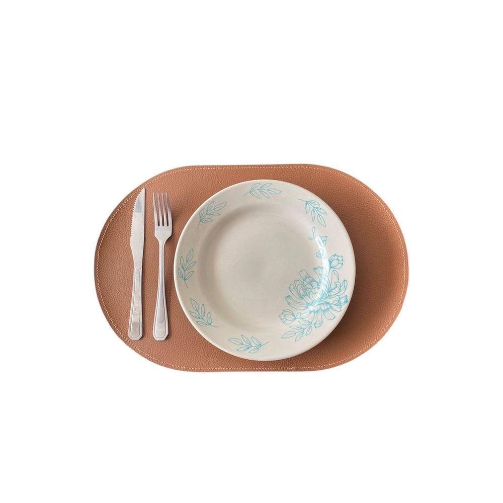 Jogo Americano Couro Kit 2Un Costurado Mesa Marrom
