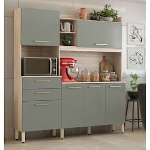 Kit Cozinha 6 Portas 2 Gavetas Select com Nicho P/ Forno - Avena Touch/ Menta Demóbile