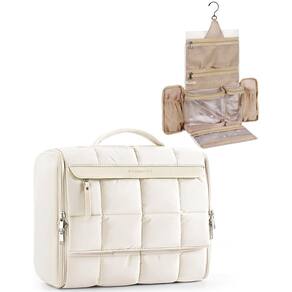 Bolsa de higiene pessoal de viagem BAGSMART extra grande para mulheres bege