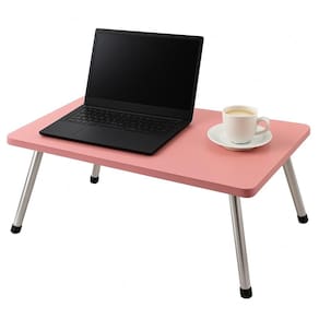 Mesa Notebook Suporte Dobravel Multiuso Bandeja Home Office Cama Sofa Estudos Portatil Base Em Madeira Rosa