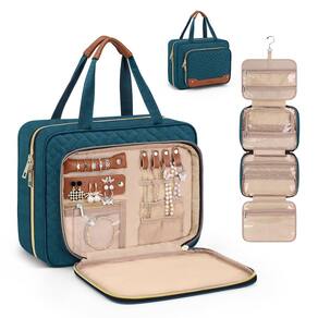 Bolsa de higiene pessoal de viagem Wedama para mulheres com organizador de joias azul