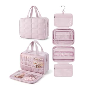 Bolsa de higiene BAGSMART Travel com organizador de joias Pink-M