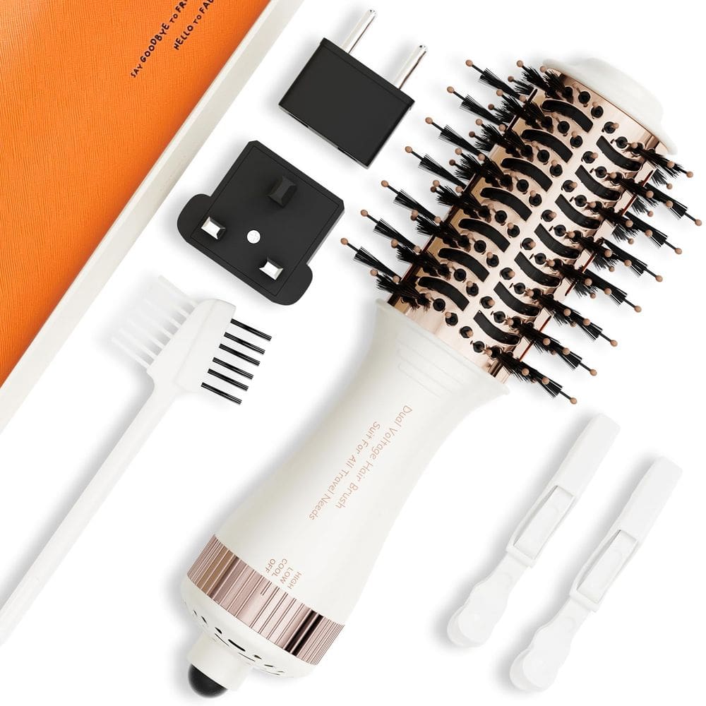 Escova para secador de cabelo Olaermoso 4 em 1 Travel Dual Voltage 2 polegadas