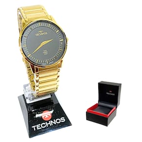 Relógio Technos Masculino Analógico Slim Safira Dourado GL22AA/1P
