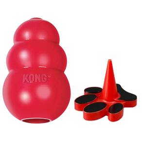 Pluggy Suporte para Recheável New York Pets + Brinquedo Recheável Para Cães Kong Classic - Grande