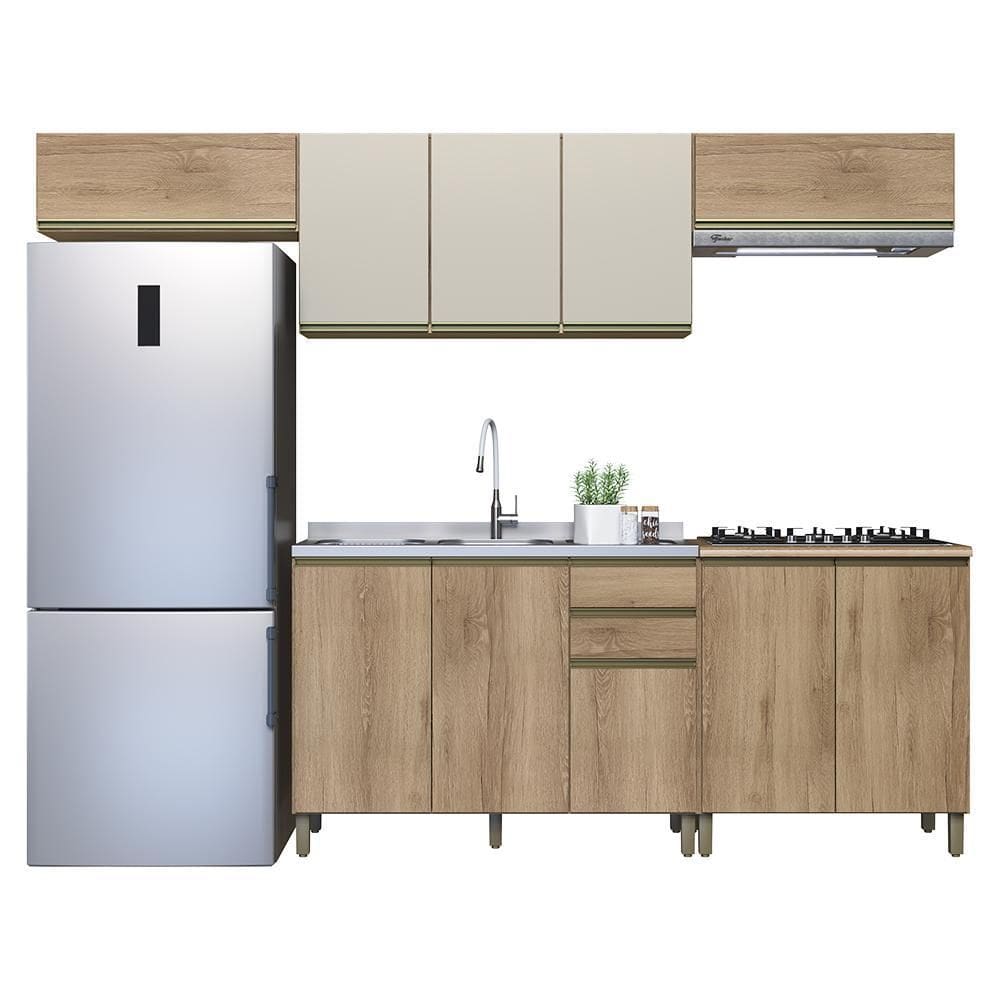 Cozinha Modulada Dinamarca 5 Peças com Aéreo 120cm com Vidro - Indékes