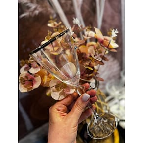 Unidade taça para vinho decorada em cristal ecológico silver rim 250ml