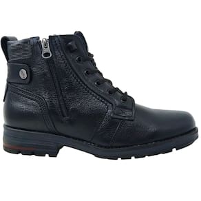 Coturno Masculino em Couro Casual Dia a Dia Com Zíper Lateral Bico Redondo Pegada 181314