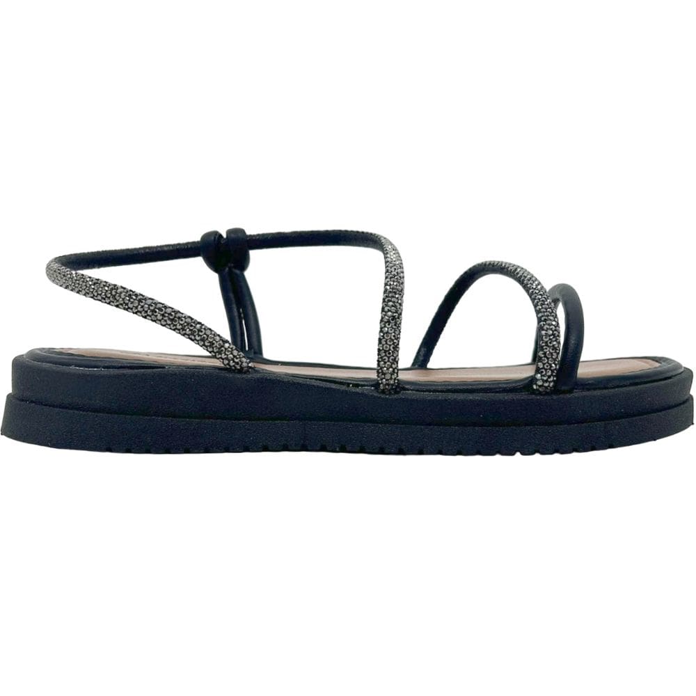 Sandália Feminina Papete Casual Dia a Dia Flatform com Strass Calce Fácil Mississipi Mi711