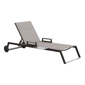 Espreguicadeira Aluminio Rodas E Mesa Ate 160kg - Marrom
