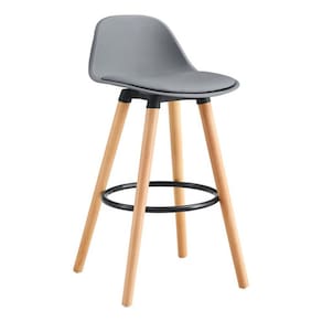 Cadeira De Bar Alta 97x38x39ck Madeira E Metal - Cinza