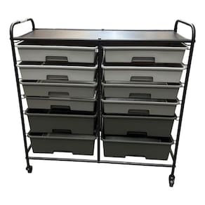 Carrinho Multiuso Organizador Preto 12 Gavetas - 77x76x31cm