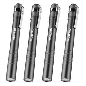 Caneta de luz WORKPRO LED de alumínio com clipe cinza com 2AAA x4
