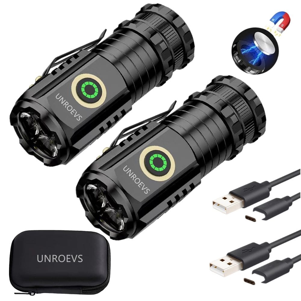 Lanterna UNROEVS Mini 2550 lúmens recarregável USB C (2Pk)