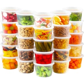 Recipientes para alimentos AOZITA 24 conjuntos de delicatessen de plástico de 500 ml com tampas
