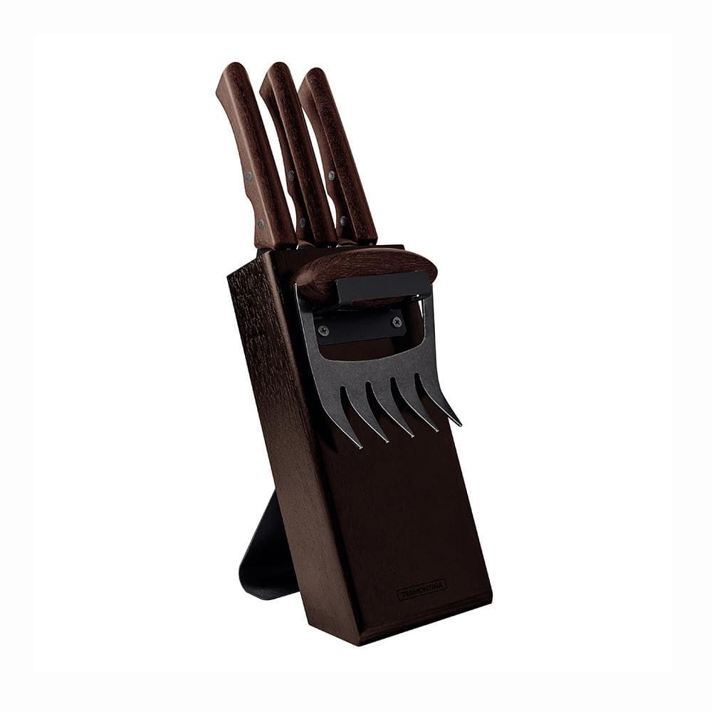 Kit Para Churrasco Black Lâminas Aço Inox Escurecido Cabos de Madeira 05 Peças - Tramontina 22999045
