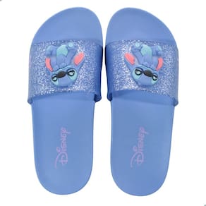 Chinelo Slide Infantil Grendene Kids Disney Mania Azul Glitter