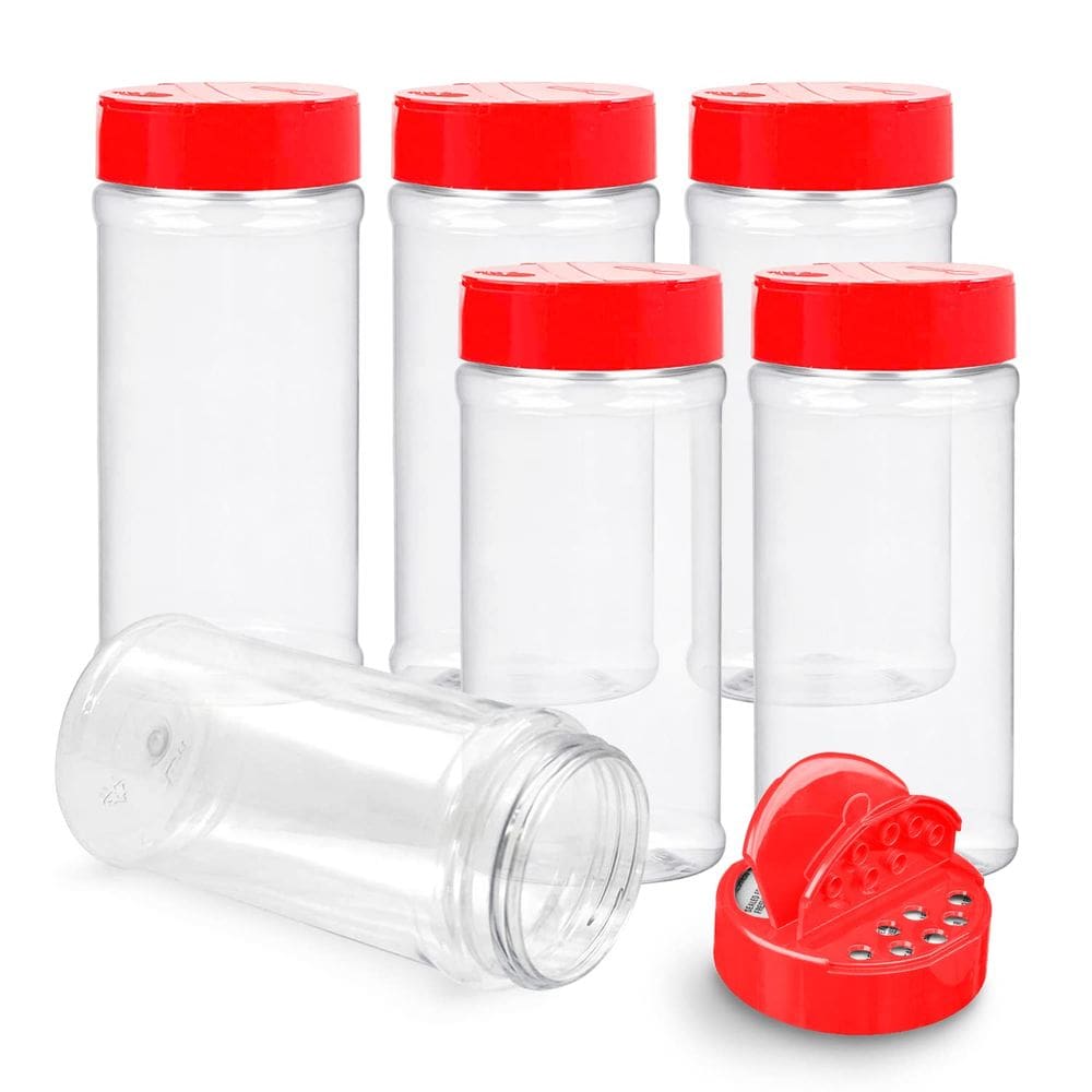 Frascos de especiarias RoyalHouse de plástico de 16 onças/500 ml com tampas de agitador, pacote com 6