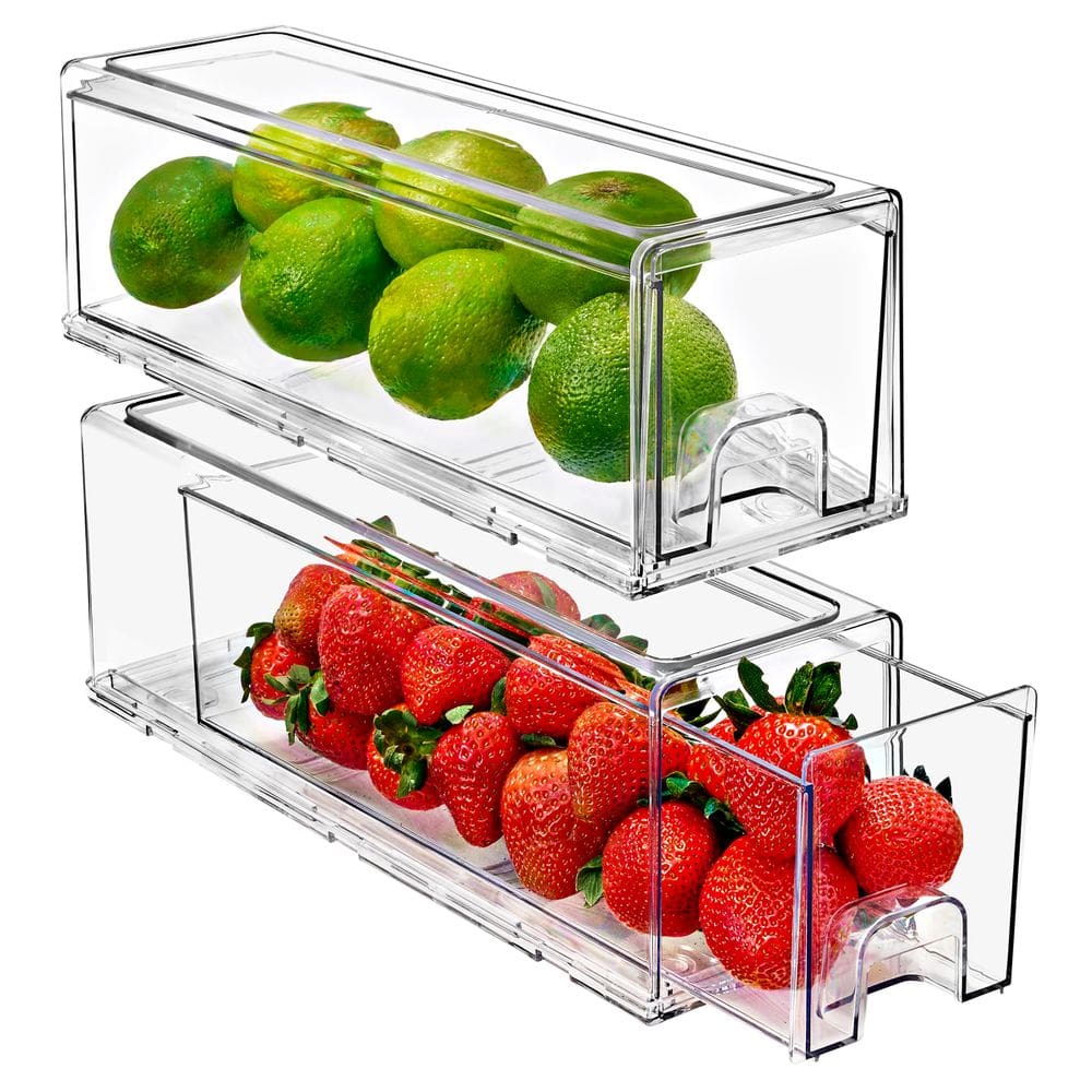 Gavetas de geladeira Sorbus Clear Stackable Refrigerator, pacote com 2