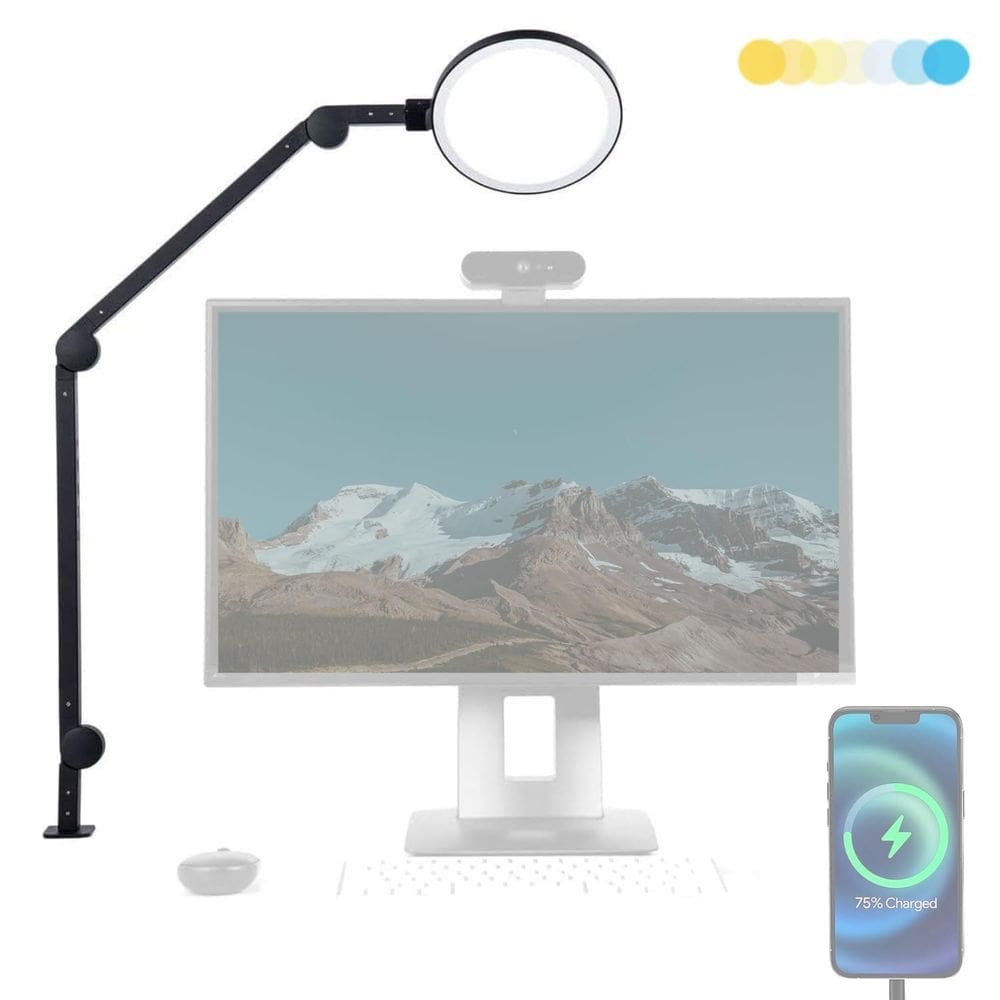 Lâmpada de mesa LED LUME CUBE Edge 2.0 regulável com porta USB preta