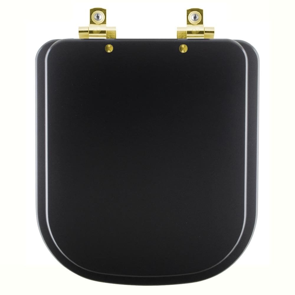 Assento Sanitário com Amortecedor Piano Preto Fosco para vaso Deca com Ferragem Dourada