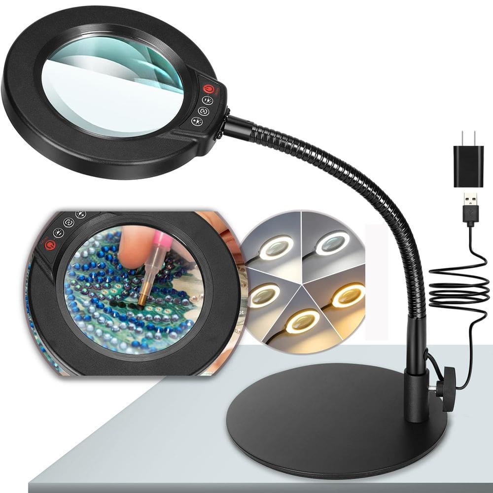 Lupa Krstlv 10X com luz e suporte