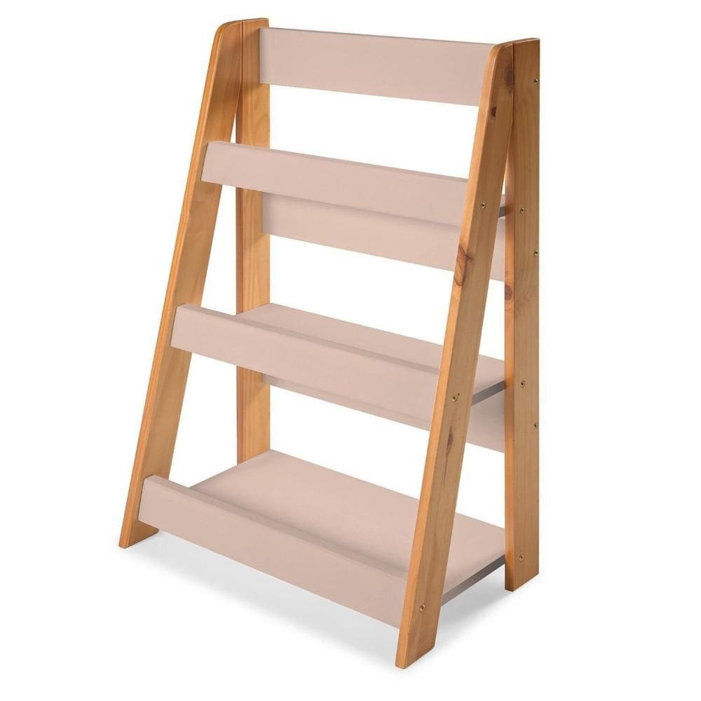 Porta Livros de Chão 85cm X 24 Cm X58 Cm Rosa/Amêndoa