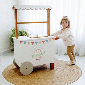 Carrinho de Picolé de Brinquedo 65cm X 37cm X 100cm Rosa Bebe/ Branco