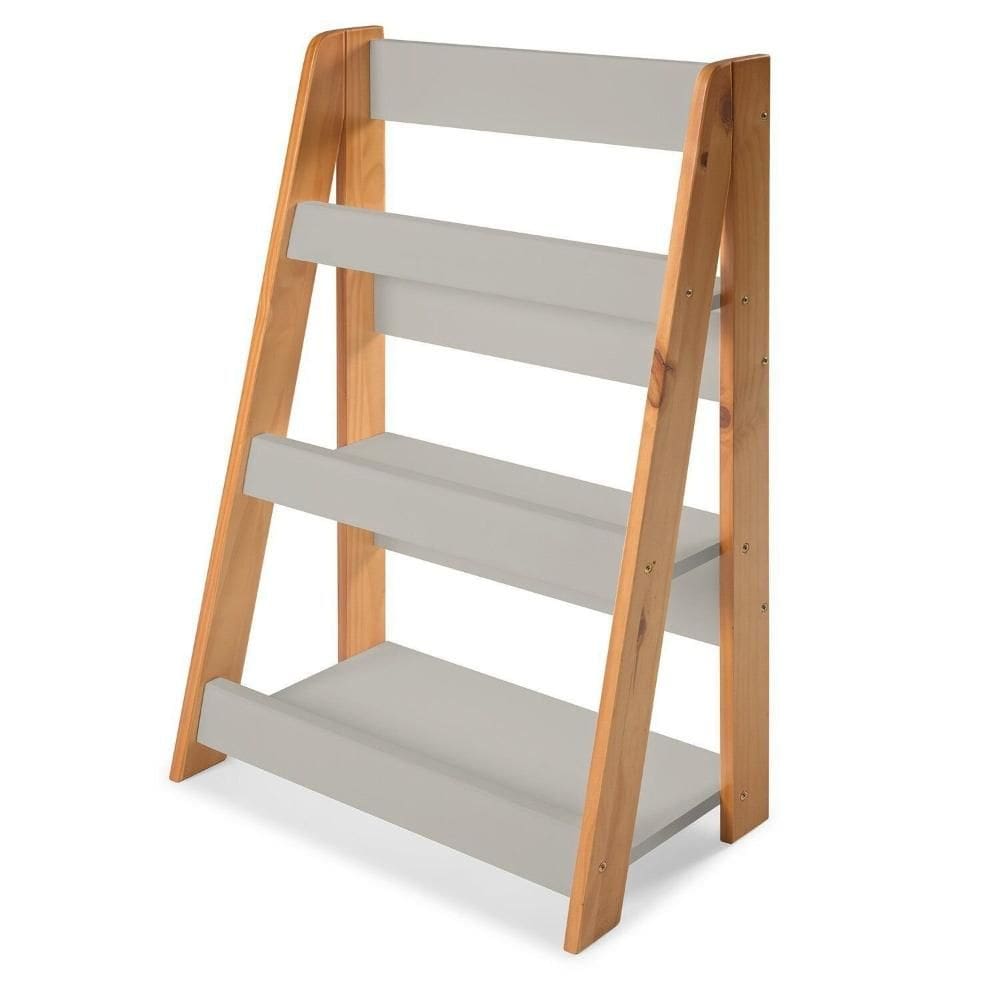 Porta Livros de Chão 85cm X 24 Cm X 58 Cm Cinza/Amêndoa