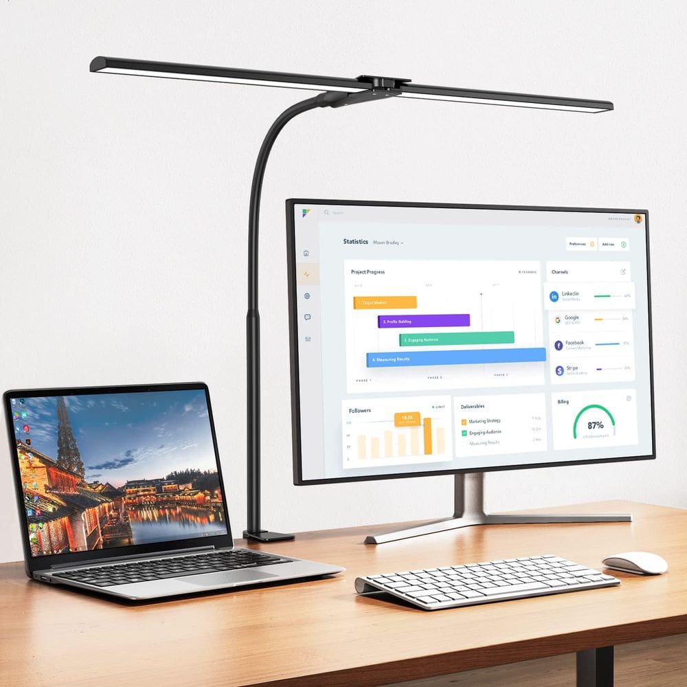 Lâmpada de mesa EppieBasic LED Double Head 1200LM para escritório doméstico