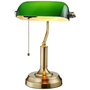 Lâmpada de mesa TORCHSTAR Green Glass Bankers UL Listed Vintage