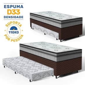 Cama Box com Colchao Espuma D33 Pillow In Anjos Ortosleep + Auxiliar de Espuma Unique Solteiro 88cm