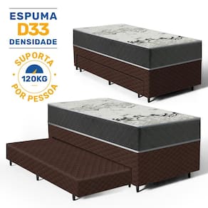 Cama Box com Colchão de D33 ISO 3000 Gazin + Auxiliar de Espuma Unique Solteiro 88cm