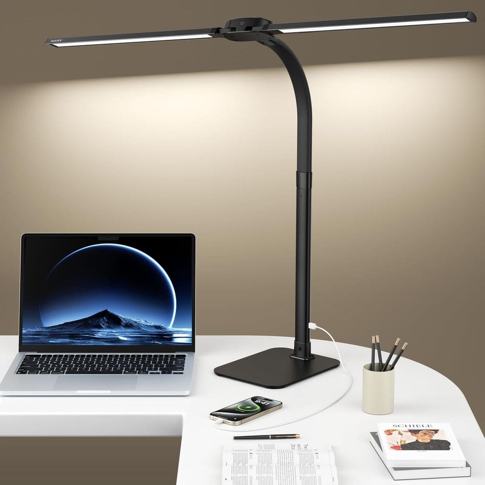 Lâmpada de mesa Kary Architect 24W LED, 5 modos de cores, carregamento USB