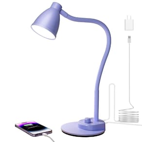 Lâmpada de mesa LED BOHON Lilac Purple 3 modos de cores Porta USB