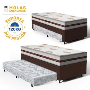 Cama Box com Colchao de Molas Ensacadas Anjos Classic + Auxiliar de Espuma Unique Solteiro 88cm