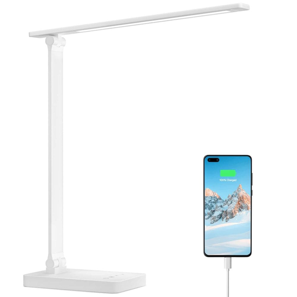 Lâmpada de mesa Lepro LED regulável com porta de carregamento USB branca
