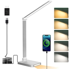 Lâmpada de mesa Dott Arts LED com portas USB, 5 modos de cores