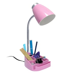 Candeeiro de mesa Simple Designs LD1002-PNK Gooseneck Organizer rosa