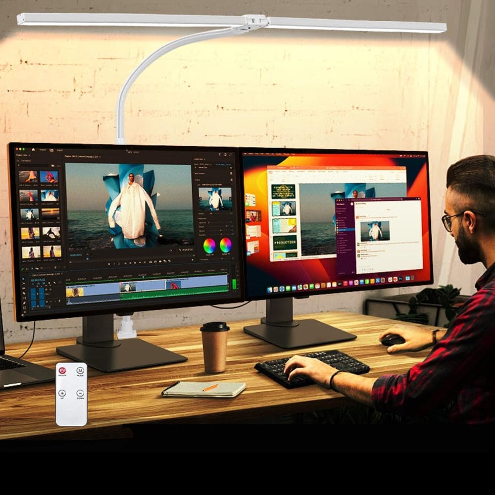 Lâmpada de mesa LED MACASA Double Head 24W com controle remoto