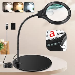 Lupa de mesa NZQXJXZ 10X 20X com luz e suporte